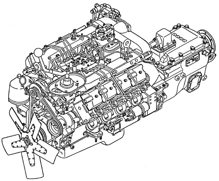 Двигатель с оборудованием в сборе КамАЗ 740.1000400 /Рис. 10. Агрегат силовой КамАЗ 740.1000311