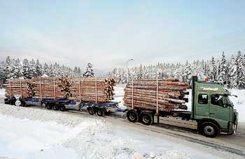 30-метровый лесовоз Volvo - самый длинный автопоезд